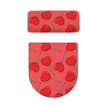 Red Heart Lollipop Pattern Print Toilet Lid And Tank Cover Set