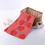 Red Heart Lollipop Pattern Print Towel