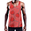 Red Heart Lollipop Pattern Print Men's Workout Tank Top