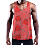 Red Heart Lollipop Pattern Print Training Tank Top