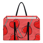 Red Heart Lollipop Pattern Print Utility Tote Bag