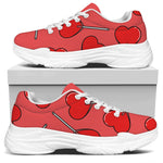 Red Heart Lollipop Pattern Print White Chunky Shoes