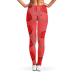 Red Heart Lollipop Pattern Print Women's Leggings