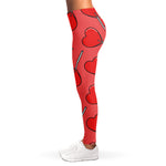 Red Heart Lollipop Pattern Print Women's Leggings
