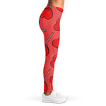 Red Heart Lollipop Pattern Print Women's Leggings