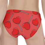 Red Heart Lollipop Pattern Print Women's Panties