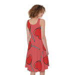Red Heart Lollipop Pattern Print Women's Sleeveless Dress