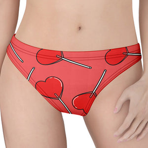 Red Heart Lollipop Pattern Print Women's Thong