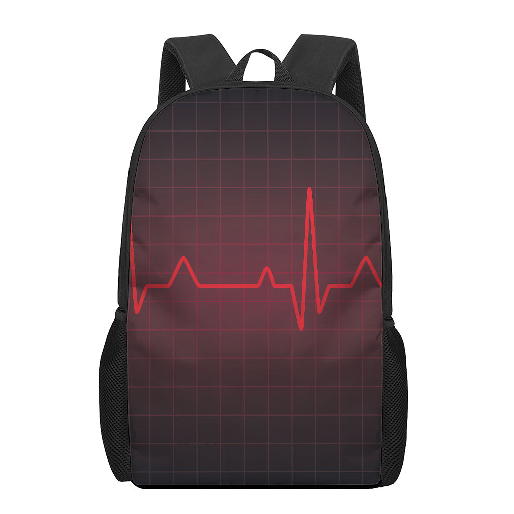 Red Heartbeat Print 17 Inch Backpack