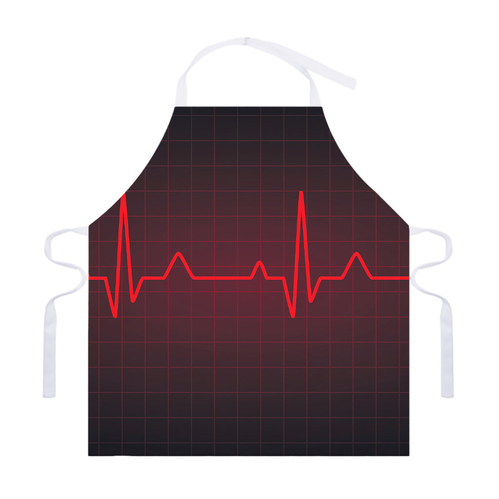 Red Heartbeat Print Adjustable Apron