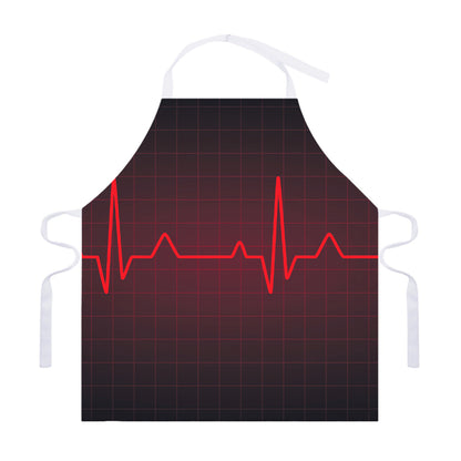 Red Heartbeat Print Adjustable Apron