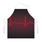 Red Heartbeat Print Adjustable Apron