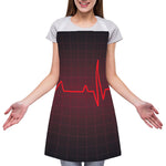 Red Heartbeat Print Adjustable Apron