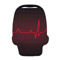Red Heartbeat Print Baby Seat Cover