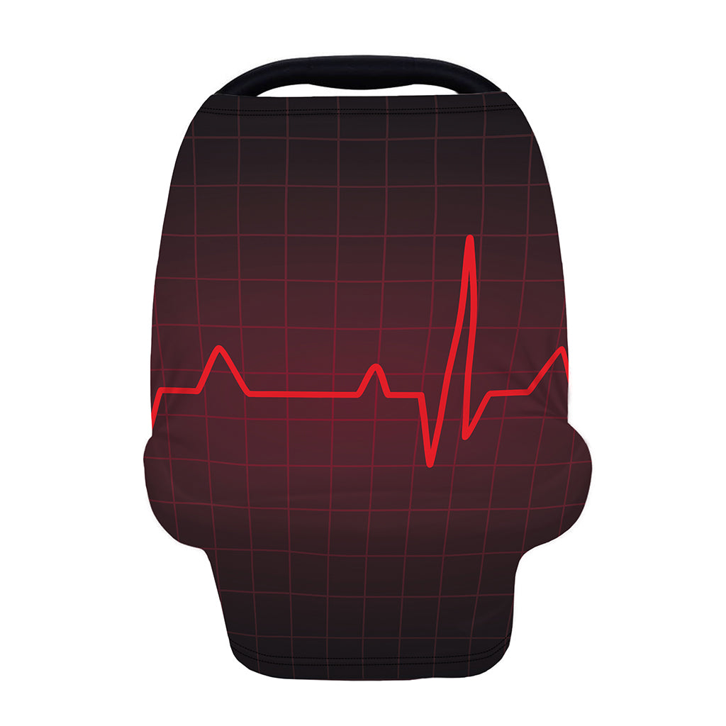 Red Heartbeat Print Baby Seat Cover