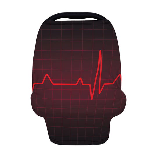 Red Heartbeat Print Baby Seat Cover
