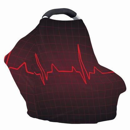 Red Heartbeat Print Baby Seat Cover