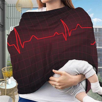 Red Heartbeat Print Baby Seat Cover