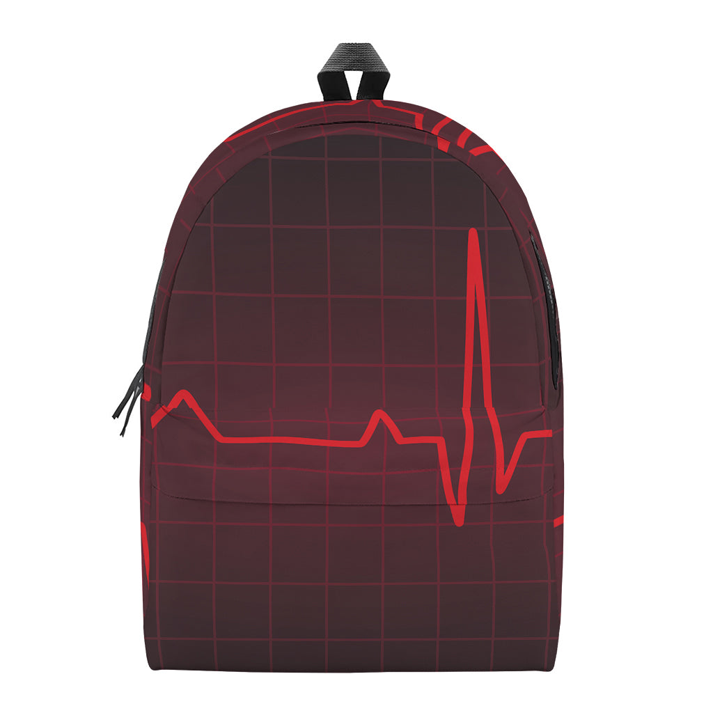 Red Heartbeat Print Backpack