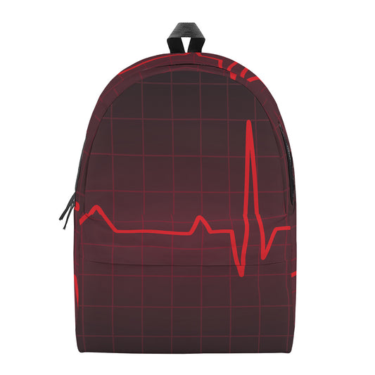 Red Heartbeat Print Backpack