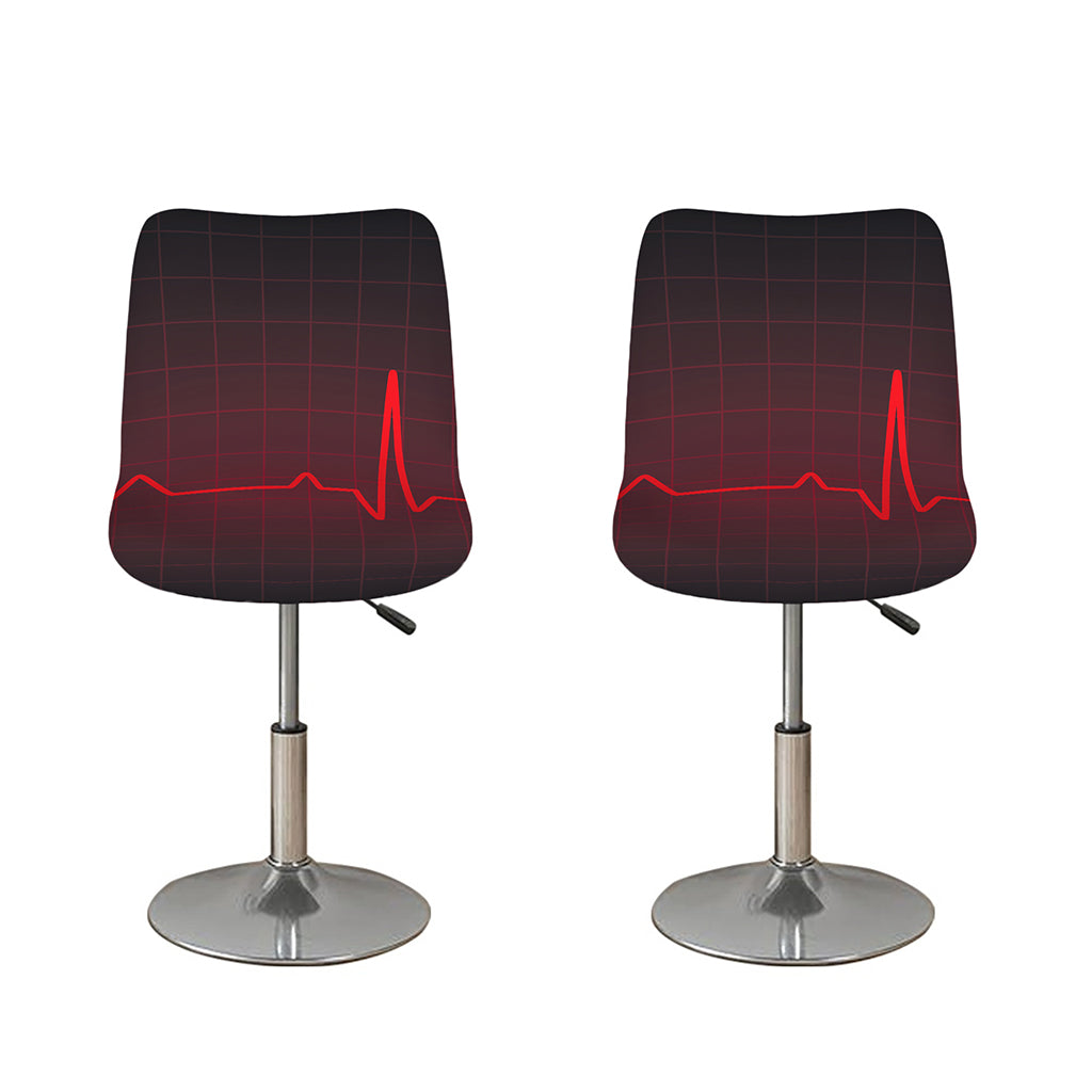 Red Heartbeat Print Bar Stool Covers