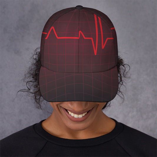Red Heartbeat Print Baseball Cap