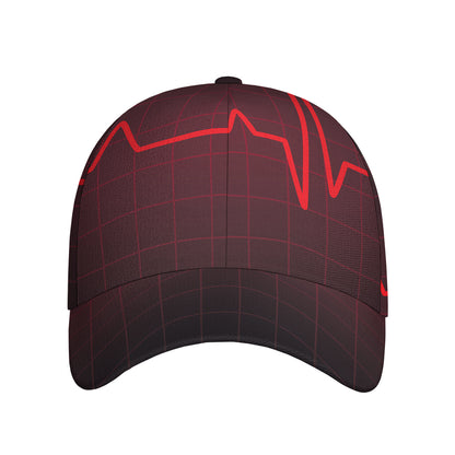 Red Heartbeat Print Baseball Cap