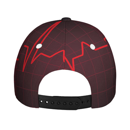Red Heartbeat Print Baseball Cap