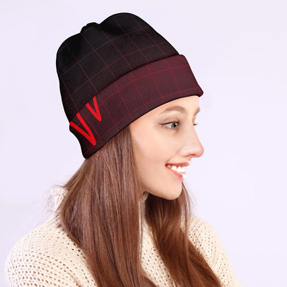 Red Heartbeat Print Beanie