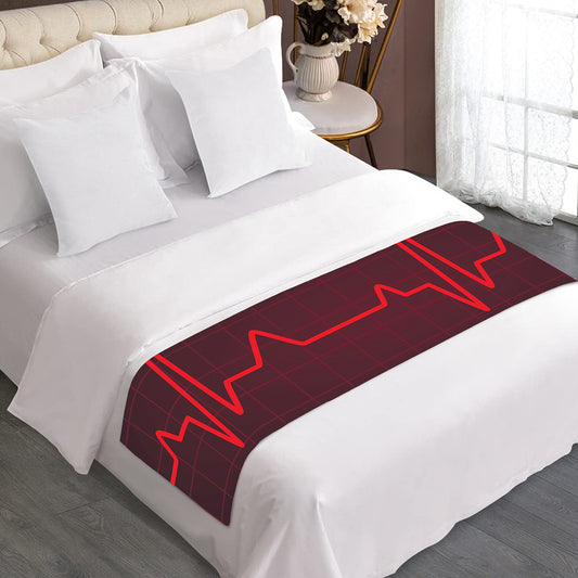Red Heartbeat Print Bed Runner