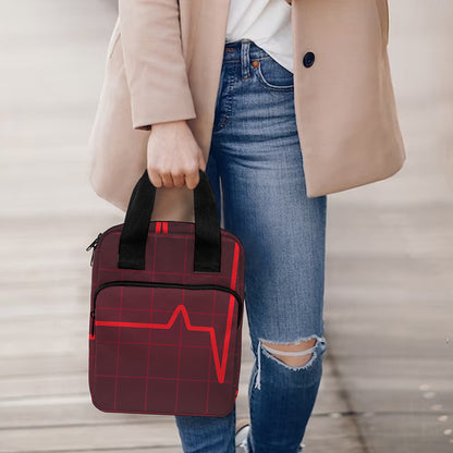 Red Heartbeat Print Bible Tote Bag