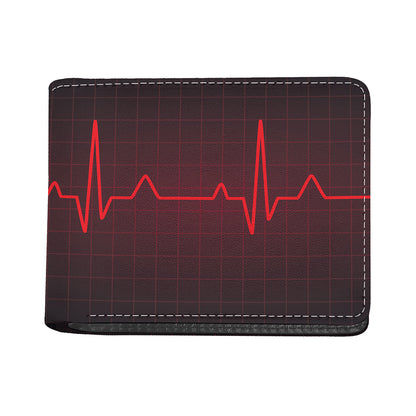 Red Heartbeat Print Bifold Wallet