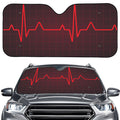 Red Heartbeat Print Car Windshield Sun Shade