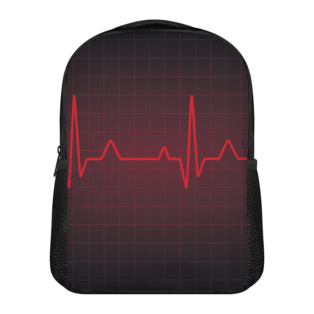 Red Heartbeat Print Casual Backpack