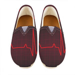 Red Heartbeat Print Casual Shoes