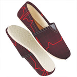 Red Heartbeat Print Casual Shoes