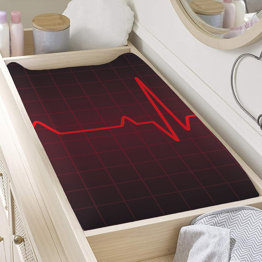 Red Heartbeat Print Changing Pad Cover