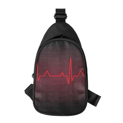 Red Heartbeat Print Chest Bag