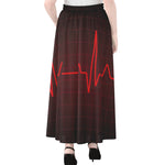 Red Heartbeat Print Chiffon Maxi Skirt