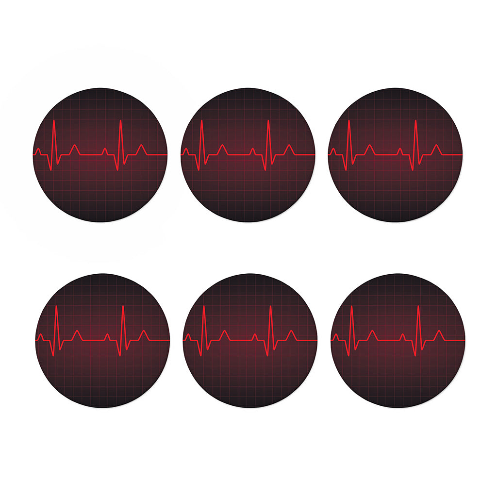 Red Heartbeat Print Coaster Set