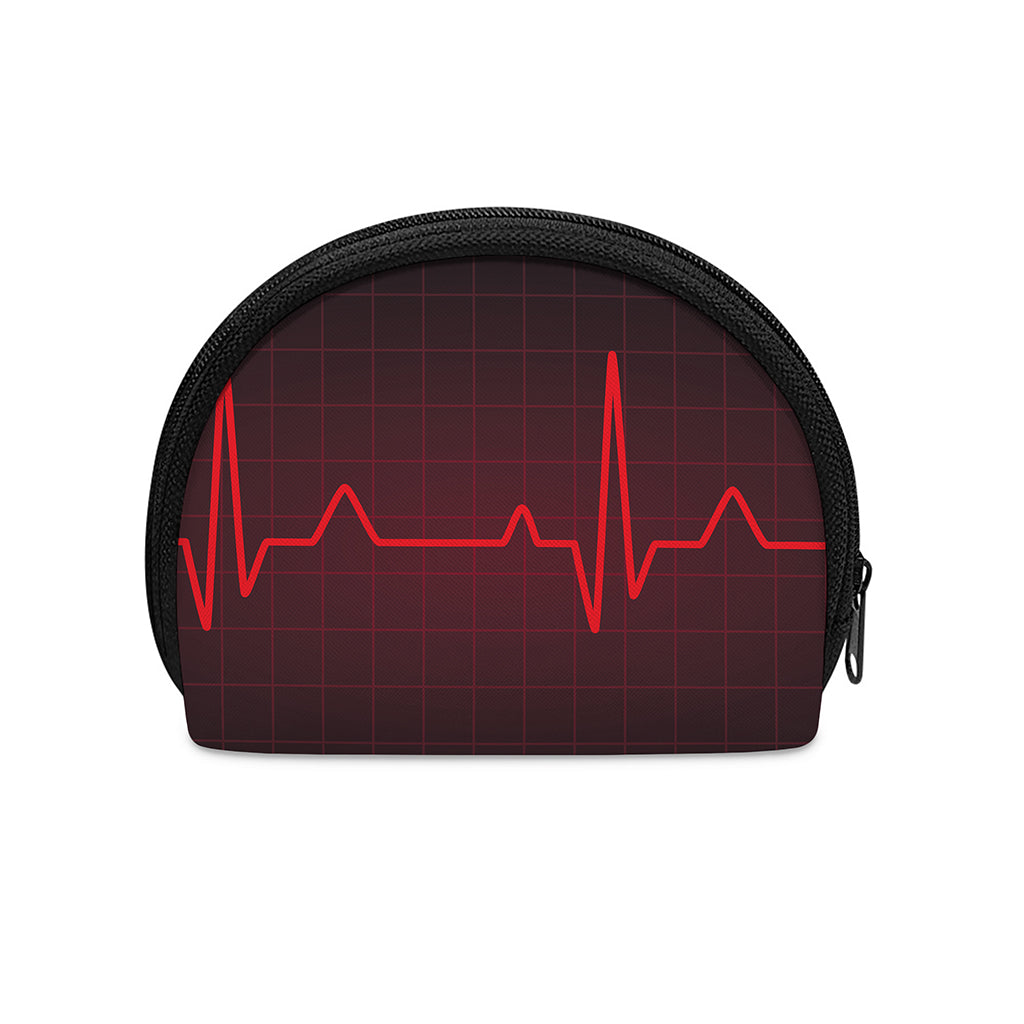Red Heartbeat Print Coin Purse