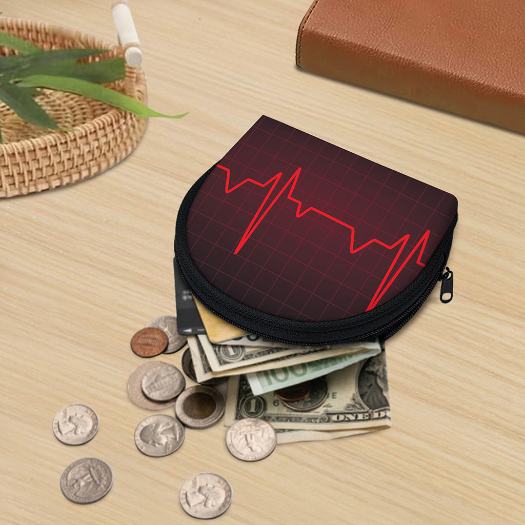 Red Heartbeat Print Coin Purse