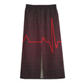 Red Heartbeat Print Cotton Front Slit Maxi Skirt
