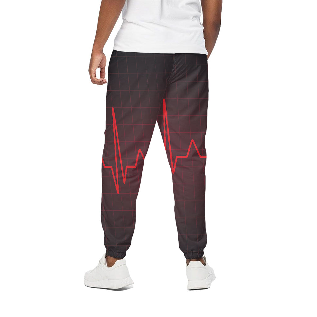 Red Heartbeat Print Cotton Pants