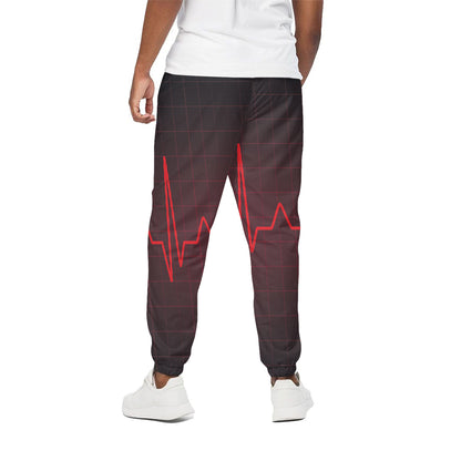 Red Heartbeat Print Cotton Pants