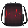 Red Heartbeat Print Crossbody Lunch Bag