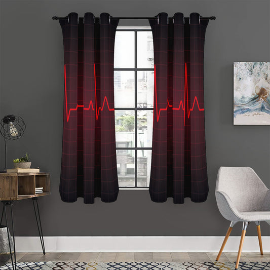 Red Heartbeat Print Curtain