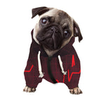 Red Heartbeat Print Dog Zip Up Hoodie