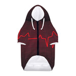 Red Heartbeat Print Dog Zip Up Hoodie