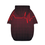 Red Heartbeat Print Dog Zip Up Hoodie